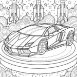 Futuristic Lamborghini Launch Pad Coloring Page