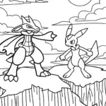 Garchomp vs. Lucario Coloring Page