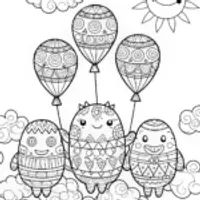 Monster Balloons in the Sky Coloring Page