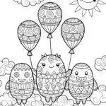 Monster Balloons in the Sky Coloring Page