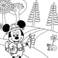 Mickey Mouse’s Adventure in the Enchanted Forest Coloring Page
