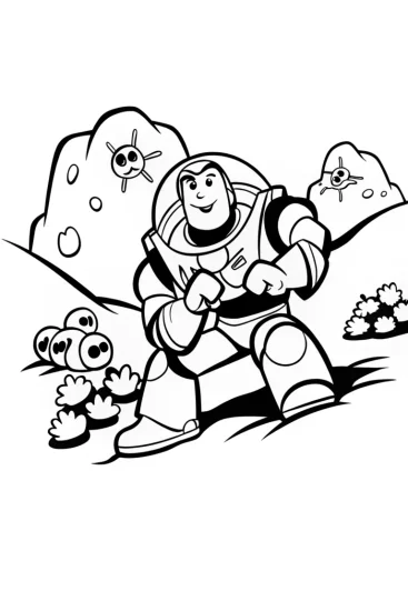 A coloring page of Buzz Lightyear’s Galactic Snowball Fight Coloring Page