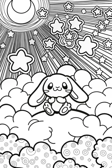 A coloring page of Cinnamoroll’s Starry Night Adventure Coloring Page