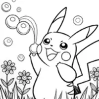 Pikachu and the Bubble Bonanza Coloring Page