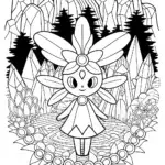 Diancie in the Crystal Grove Coloring Page