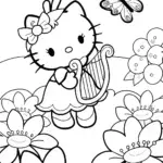 Hello Kitty’s Enchanted Music Garden Coloring Page