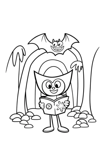A coloring page of Huggy Wuggy’s Treasure Hunt