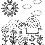 Monster Gardening Adventure Coloring Page