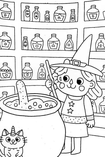 A coloring page of Gabby’s Magic Potion Party Coloring Page