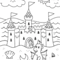 Charizard’s Mystic Sandcastle Adventure Coloring Page