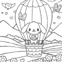 Cinnamoroll in a fluffy balloon ride
