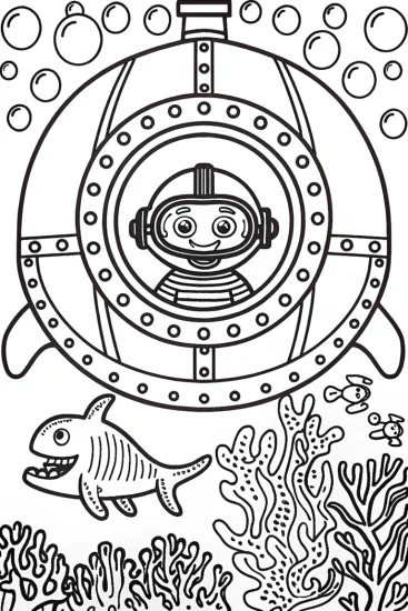 A coloring page of Luigi’s Underwater Adventure Coloring Page