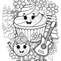 Cupcake Chic’s Garden Music Festival Coloring Page