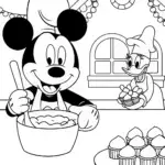 Mickey Mouse Christmas Bake-Off Coloring Page