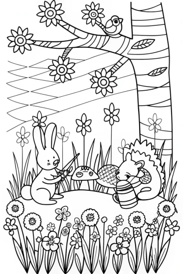 A coloring page of Springtime Symphonies Coloring Page
