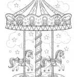 Flamingo Fantasy Carousel Coloring Page