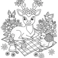 Enchanted Spring Fauna Fiesta Coloring Page