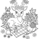 Enchanted Spring Fauna Fiesta Coloring Page