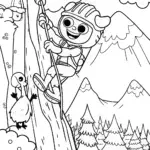 Huggy Wuggy’s Mountain Climbing Adventure Coloring Page