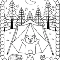 Magical Summer Camping Adventure Coloring Page
