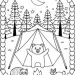 Magical Summer Camping Adventure Coloring Page