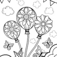 Flower Festival in the Sky Coloring Page