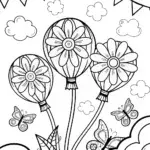 Flower Festival in the Sky Coloring Page