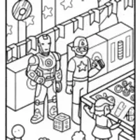 Iron Man at the Future Tech Fair Coloring Page