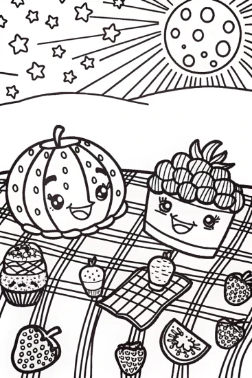 A coloring page of Shopkins Under the Stars Coloring Page