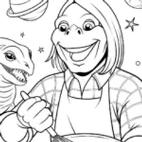 Godzilla’s Cosmic Cake-Off Coloring Page