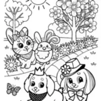 Puppy Parade in the Park Coloring Page