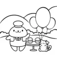 Pompompurin’s Cozy Cloud Café Coloring Page