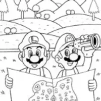 Mario and Luigi’s Treasure Map Adventure Coloring Page