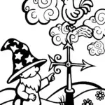 Gnome’s Wondrous Weather Vane Coloring Page