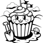 Cupcake Chic Sandcastle Coloring Page