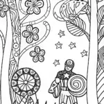 Captain America Fantasy Forest Coloring Page