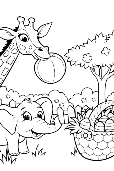A coloring page of Easter Egg Safari Adventure Coloring Page