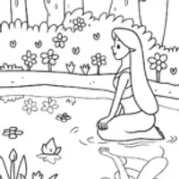 Jasmine’s Mystical Mirror Lake Coloring Page