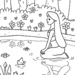 Jasmine’s Mystical Mirror Lake Coloring Page
