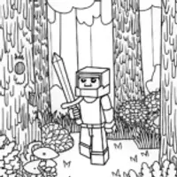 Minecraft Character in the Jungle Coloring Page