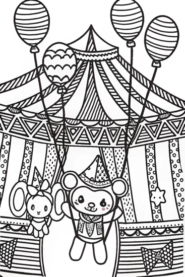 A coloring page of Kuromi’s Enchanted Circus Adventure Coloring Page
