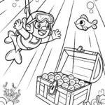 Mario’s Underwater Treasure Adventure Coloring Page