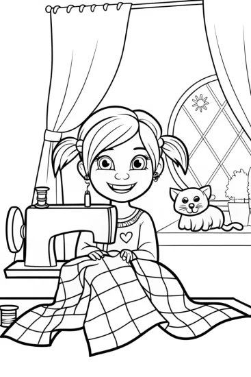 A coloring page of Gabby’s Cozy Quilt Adventure Coloring Page