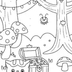 Kuromi in the magical forest quest coloring page
