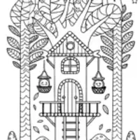 Huggy Wuggy’s Whimsical Treehouse Quest Coloring Page