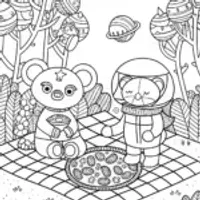 Squishmallow Space Picnic Adventure Coloring Page