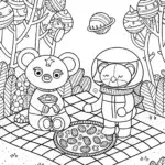 Squishmallow Space Picnic Adventure Coloring Page