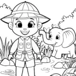 Huggy Wuggy’s Dreamy Safari Coloring Page