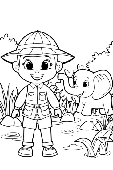 A coloring page of Huggy Wuggy’s Dreamy Safari Coloring Page