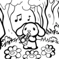 Cinnamoroll’s Magical Musical Adventure Coloring Page